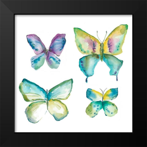 Jeweled Butterflies II Black Modern Wood Framed Art Print by Zarris, Chariklia
