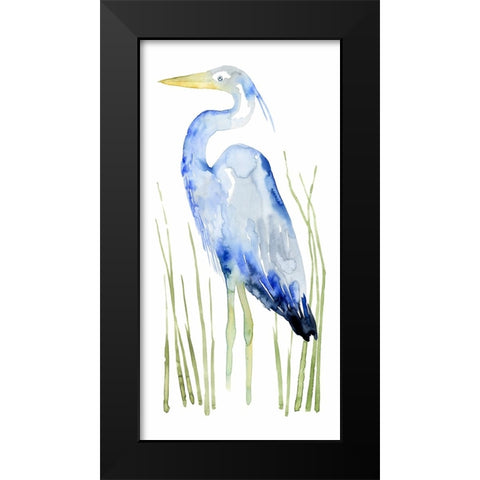 Blue Watercolor Heron I Black Modern Wood Framed Art Print by Popp, Grace