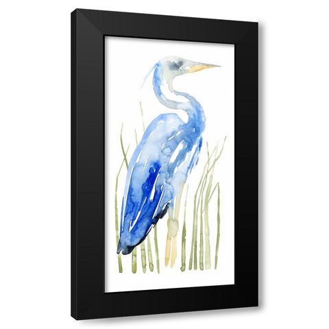 Blue Watercolor Heron II Black Modern Wood Framed Art Print by Popp, Grace