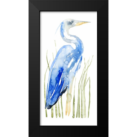 Blue Watercolor Heron II Black Modern Wood Framed Art Print by Popp, Grace