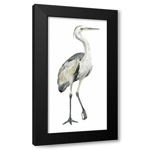 Grey Watercolor Heron I Black Modern Wood Framed Art Print with Double Matting by Popp, Grace