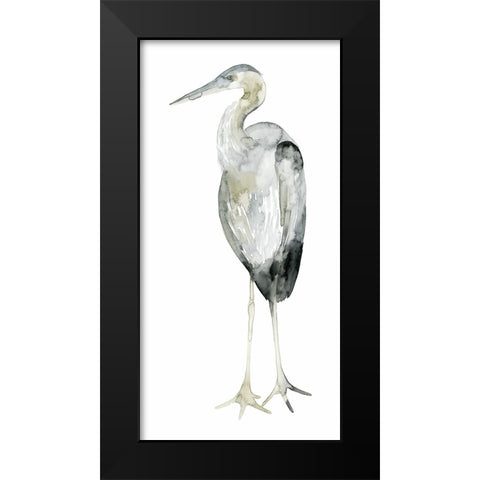 Grey Watercolor Heron II Black Modern Wood Framed Art Print by Popp, Grace