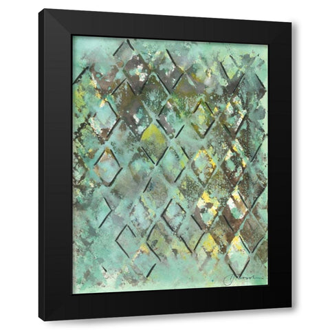 Lattice in Green I Black Modern Wood Framed Art Print with Double Matting by Combs, Joyce