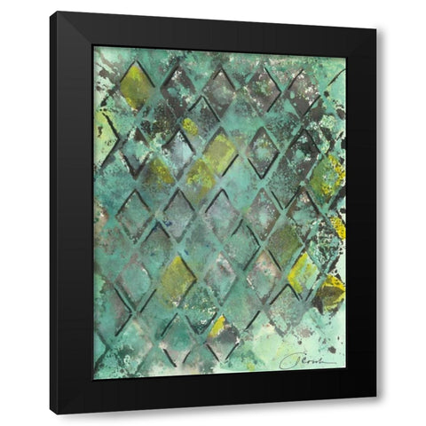 Lattice in Green II Black Modern Wood Framed Art Print with Double Matting by Combs, Joyce