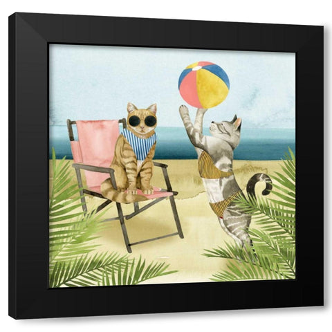 Coastal Kitties I Black Modern Wood Framed Art Print with Double Matting by Popp, Grace
