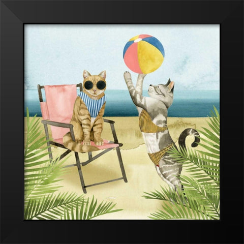 Coastal Kitties I Black Modern Wood Framed Art Print by Popp, Grace