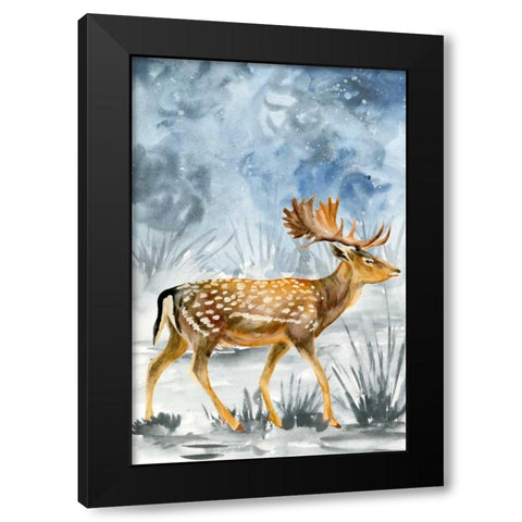 Snowy Night I Black Modern Wood Framed Art Print with Double Matting by Wang, Melissa