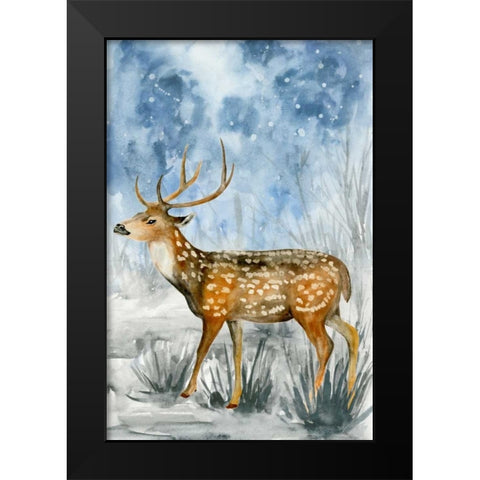 Snowy Night II Black Modern Wood Framed Art Print by Wang, Melissa