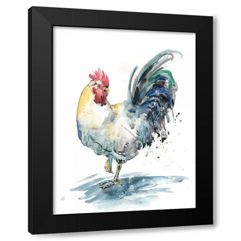 Rooster Splash I Black Modern Wood Framed Art Print with Double Matting by Wang, Melissa