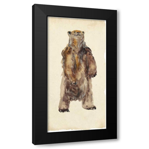 Brown Bear Stare I Black Modern Wood Framed Art Print by Wang, Melissa