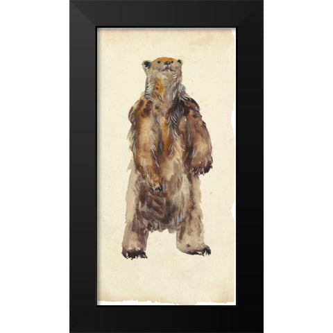 Brown Bear Stare I Black Modern Wood Framed Art Print by Wang, Melissa