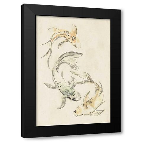 Koi Dance I Black Modern Wood Framed Art Print by Vess, June Erica