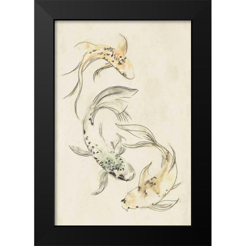 Koi Dance I Black Modern Wood Framed Art Print by Vess, June Erica