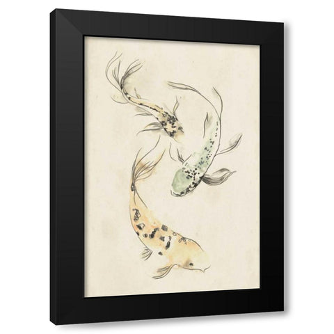 Koi Dance II Black Modern Wood Framed Art Print by Vess, June Erica