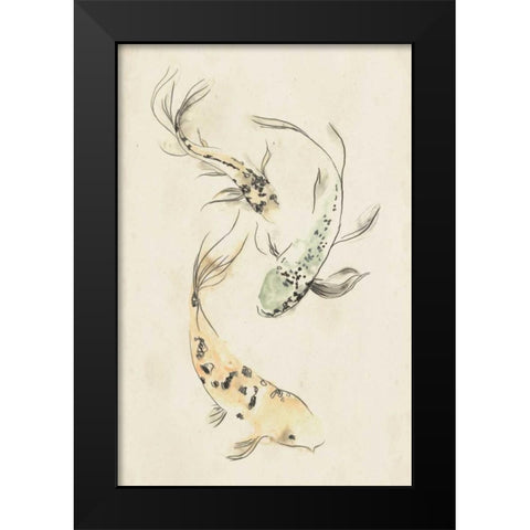 Koi Dance II Black Modern Wood Framed Art Print by Vess, June Erica
