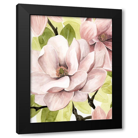 Blush Magnolia II Black Modern Wood Framed Art Print with Double Matting by Popp, Grace