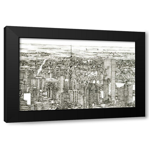 Skyline Sketch I Black Modern Wood Framed Art Print with Double Matting by Wang, Melissa