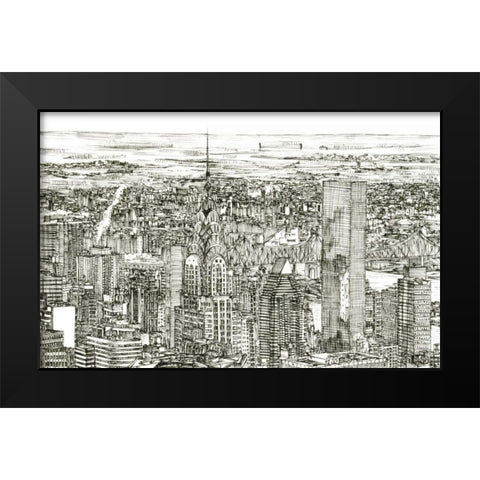 Skyline Sketch I Black Modern Wood Framed Art Print by Wang, Melissa