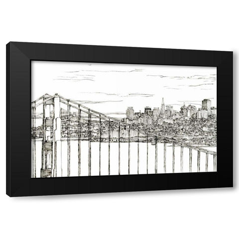 Skyline Sketch II Black Modern Wood Framed Art Print with Double Matting by Wang, Melissa