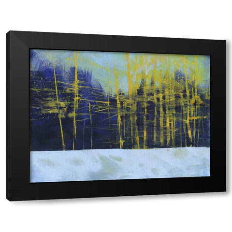 Golden Winter Pines Black Modern Wood Framed Art Print by Bailey, Paul