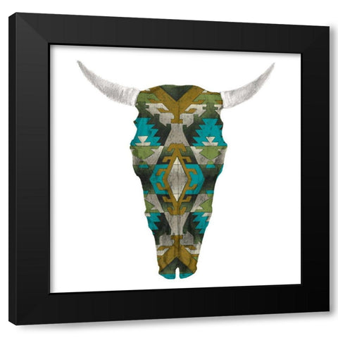 Day of the Dead Skull Mount I Black Modern Wood Framed Art Print with Double Matting by Studio W