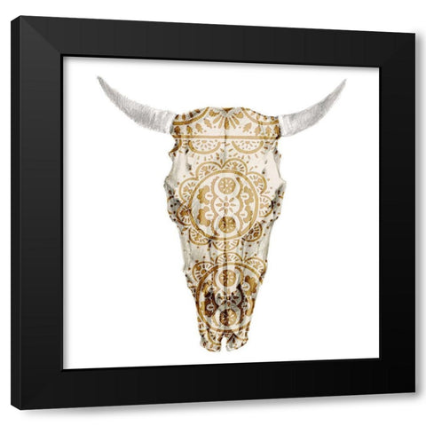 Day of the Dead Skull Mount VII Black Modern Wood Framed Art Print with Double Matting by Studio W