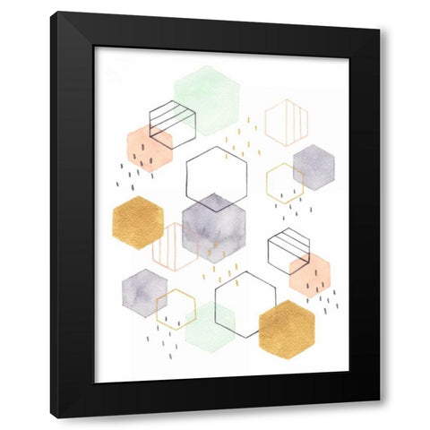 Hex Scatter I Black Modern Wood Framed Art Print by McClure, Gabrielle