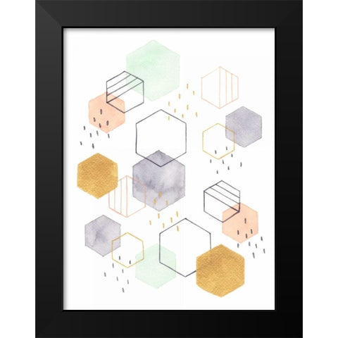 Hex Scatter I Black Modern Wood Framed Art Print by McClure, Gabrielle