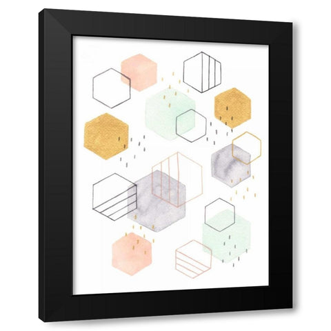 Hex Scatter II Black Modern Wood Framed Art Print by McClure, Gabrielle