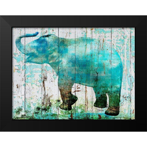 Blue Elephant Black Modern Wood Framed Art Print by Orlov, Irena