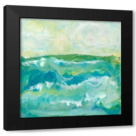 Turquoise Sea I Black Modern Wood Framed Art Print with Double Matting by Holland, J.