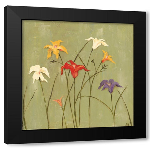 Jeweled Lilies I Black Modern Wood Framed Art Print by Reynolds, Jade