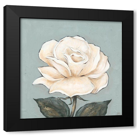 One Tan Rose Black Modern Wood Framed Art Print by Reynolds, Jade