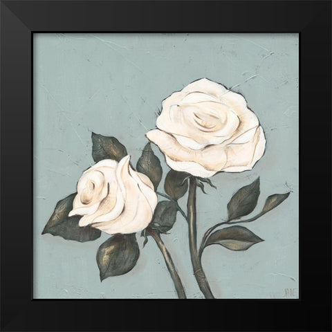 Two Tan Roses Black Modern Wood Framed Art Print by Reynolds, Jade