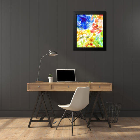 Blossoms in the Sun VI Black Modern Wood Framed Art Print by Naskrent, Delores