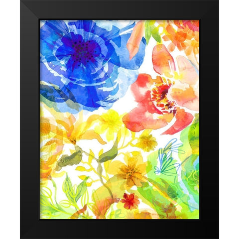 Blossoms in the Sun VI Black Modern Wood Framed Art Print by Naskrent, Delores