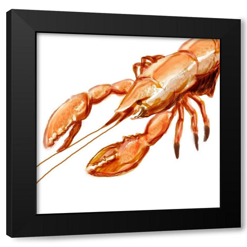 Illustrated Lobster I Black Modern Wood Framed Art Print with Double Matting by Novak, Rick