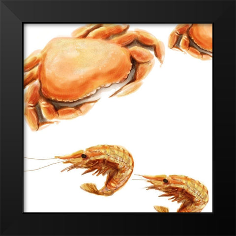 Illustrated Crab Black Modern Wood Framed Art Print by Novak, Rick