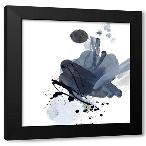 Blue and Black Splash I Black Modern Wood Framed Art Print by Orlov, Irena