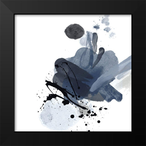 Blue and Black Splash I Black Modern Wood Framed Art Print by Orlov, Irena