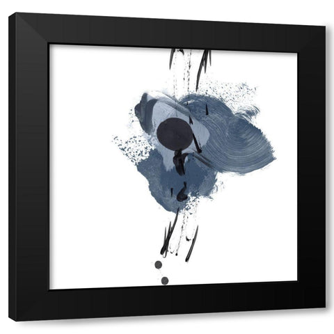 Blue and Black Splash II Black Modern Wood Framed Art Print with Double Matting by Orlov, Irena