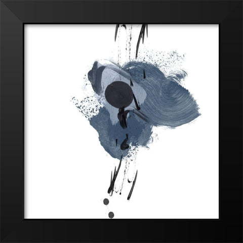 Blue and Black Splash II Black Modern Wood Framed Art Print by Orlov, Irena