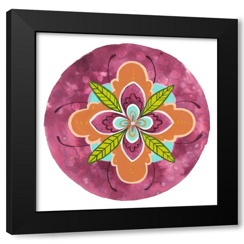 Maroon Mandala I Black Modern Wood Framed Art Print with Double Matting by Ewer, Rebekah