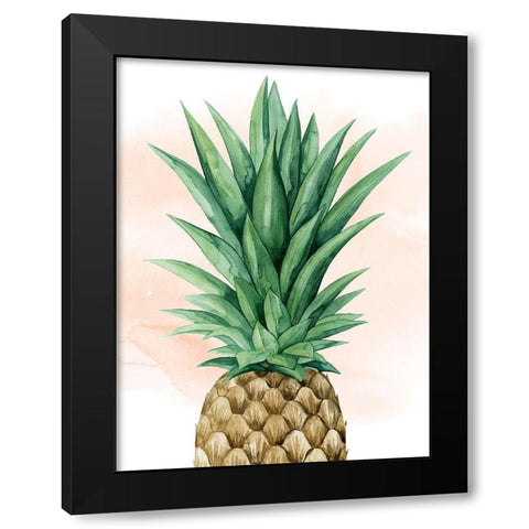 Pineapple on Coral I Black Modern Wood Framed Art Print by Popp, Grace