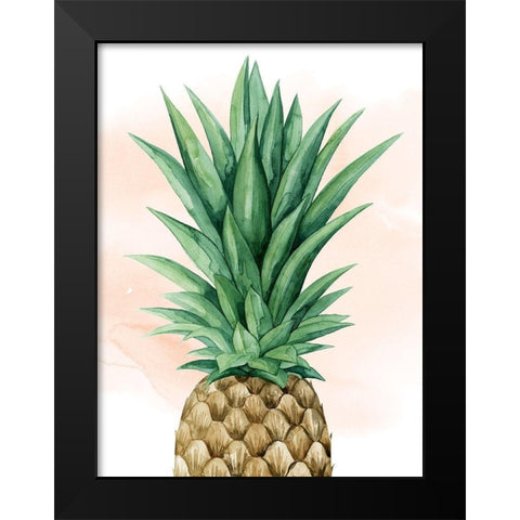Pineapple on Coral I Black Modern Wood Framed Art Print by Popp, Grace