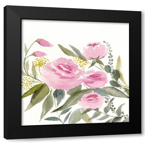 Rosebud Watercolor II Black Modern Wood Framed Art Print with Double Matting by Borges, Victoria