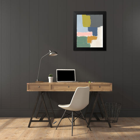 Muted Color Block V Black Modern Wood Framed Art Print by Goldberger, Jennifer