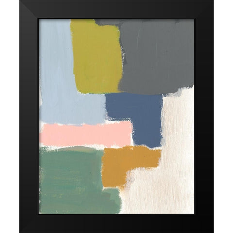 Muted Color Block V Black Modern Wood Framed Art Print by Goldberger, Jennifer
