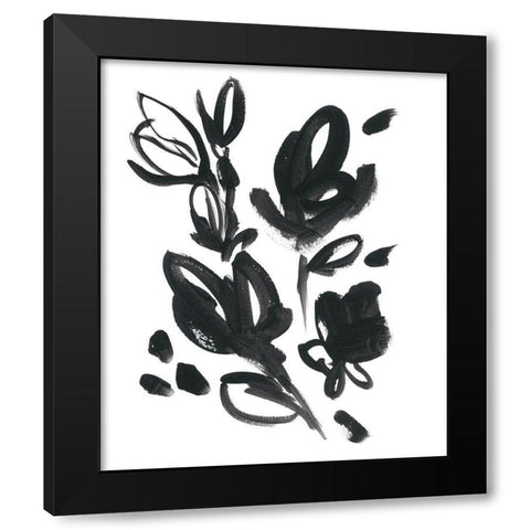 Cameo Bloom I Black Modern Wood Framed Art Print by Vess, June Erica