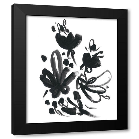 Cameo Bloom II Black Modern Wood Framed Art Print by Vess, June Erica